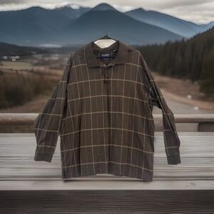 Roundtree‎ & Yorke Sz 2XT Long Sleeve Striped Shirt Mercerized Cotton, Brown Mix